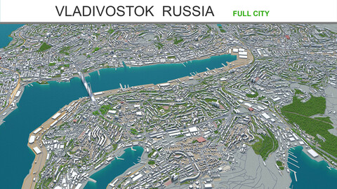 Vladivostok city Russia 3d model 70km