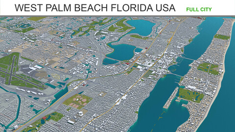 West Palm Beach city Florida USA 3d model 40km