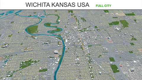 Wichita Kansas city USA 3d model 70km