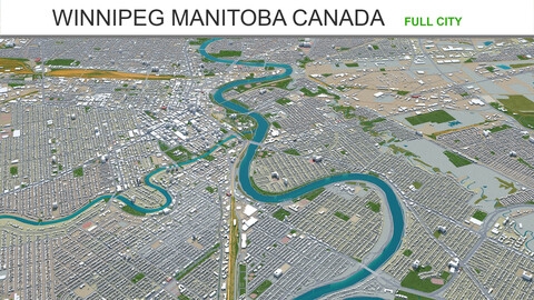 Winnipeg Manitoba city Canada 3d model 60km