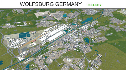 Wolfsburg city Germany 3d model 40km