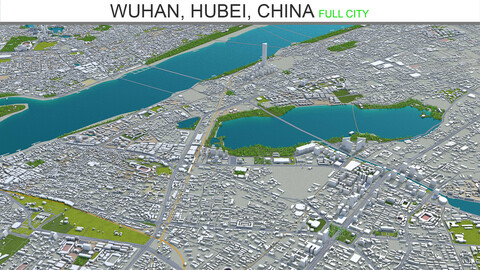 Wuhan Hubei city China 3d model 250km