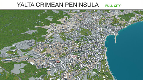 Yalta city Crimean Peninsula 3d model 30km