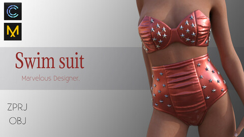 Swimsuit -swimwear-bikini-bra-Marvelous designer-CLO3d Project+ OBJ