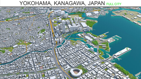 Yokohama Kanagawa city Japan 3d model 60km