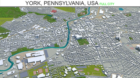 York Pennsylvania city USA 3d model 30km