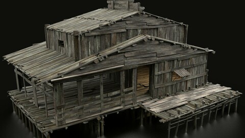 AAA SWAMP WETLAND FANTASY MEDIEVAL WOODEN HOUSE HUT TAVERN