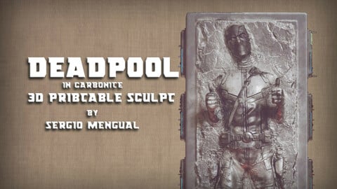 Deadpool in Carbonite 3D printable Sculpture