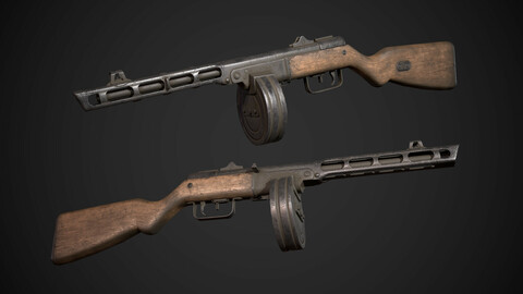 PPSH-41 Low-poly 3D model
