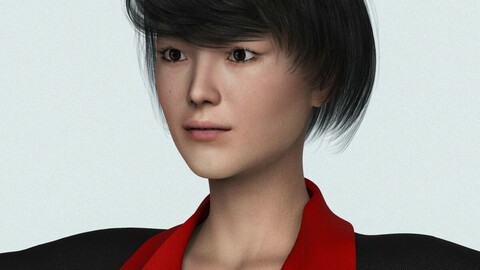 Realistic Asian Business Woman 3D Model