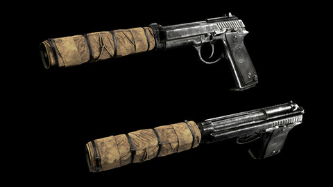 PRB92 Pistol WITH SUPPRESSOR Low-poly 3D model