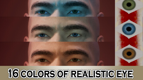 16 Colors of Realistic Eye Low-poly