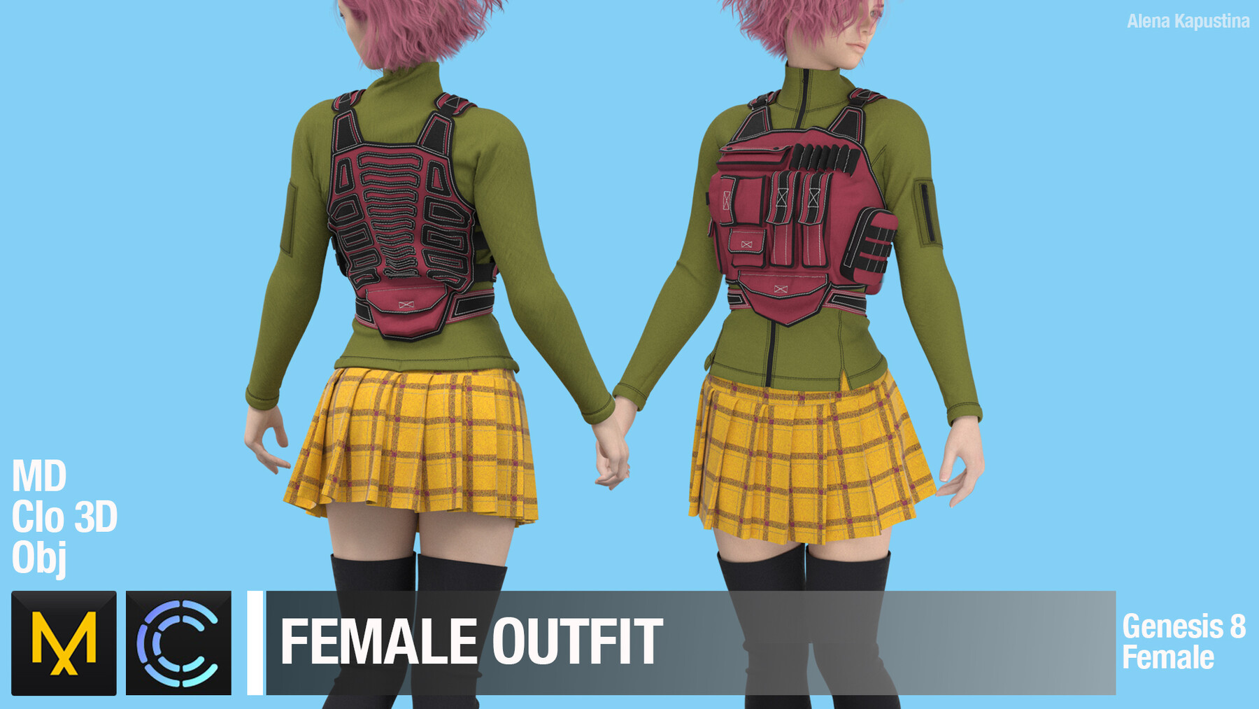 ArtStation - Female outfit / Marvelous Designer / Clo 3D project + obj ...
