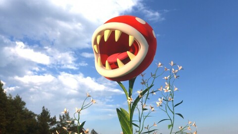 Piranha Plant Rigged + Project Files (C4D & Blender)