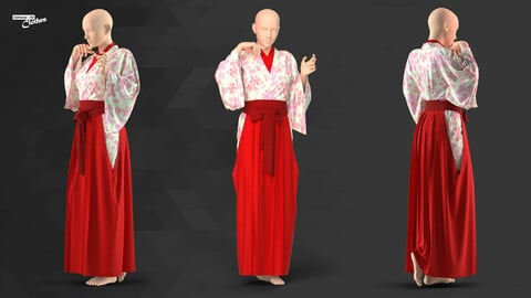 Female Flower Kimono - 60 Marvelous Designer and Clo3D