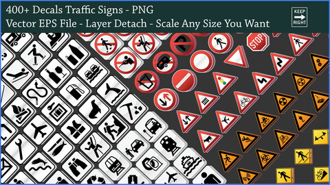 400+ Traffic Signs PNG DeCal - Scale Any Size You Want With Vector File