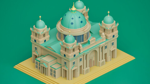 Cathedral from Berlin Germany 3D Lowpoly