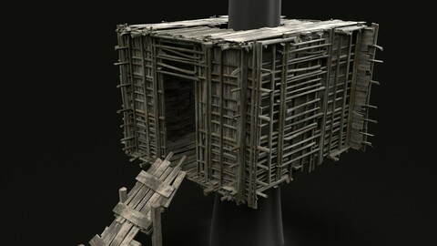 TREE PLATFORM HOUSE WOODEN CONSTRUCTION SCOUT TOWER WATCHTOWER