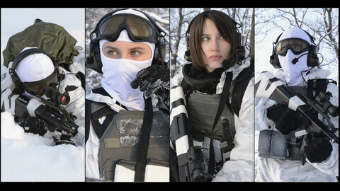 FEMALE SOLDIER with WINTER CAMOUFLAGE | Reference Pack