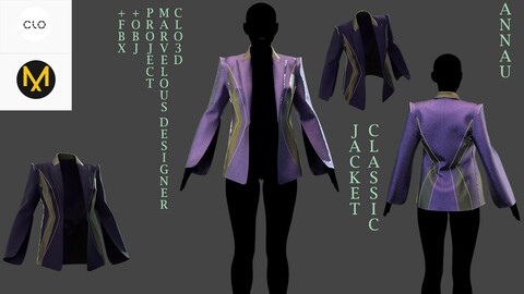 GENESIS 8| MARVELOUS DESIGNER, CLO3D PROJECT+FBX+OBJ | FEMALE CLASSY JACKET