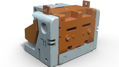 Sci-fi heavy metallic container - game-ready asset