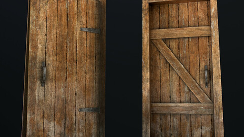 Old Wooden Door Low-poly 3D model