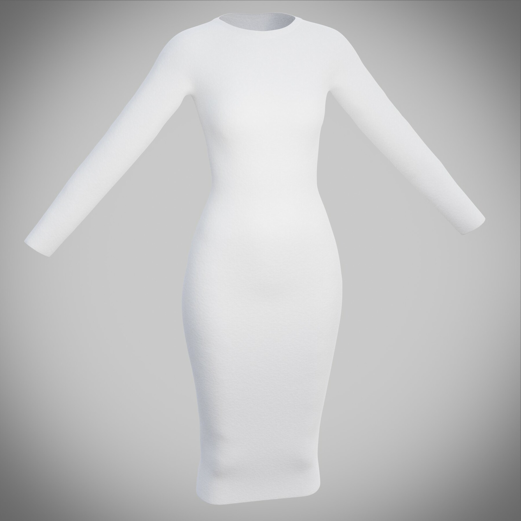 ArtStation - White bodycon midi dress - 3D model | Resources