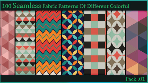 100 Seamless Fabric Patterns Of Different Colorful  - Pack . 01