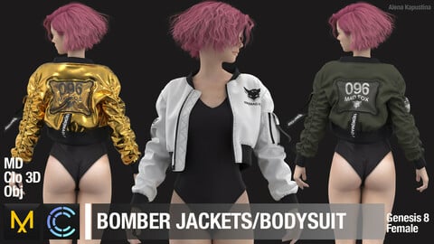 Bomber jacket / Bodysuit / Marvelous Designer / Clo 3D project + obj