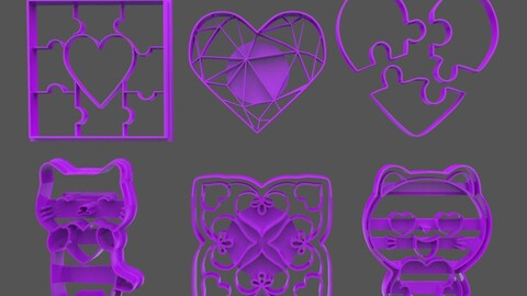 San Valentine Cookie Cutter Bundle 3D print model