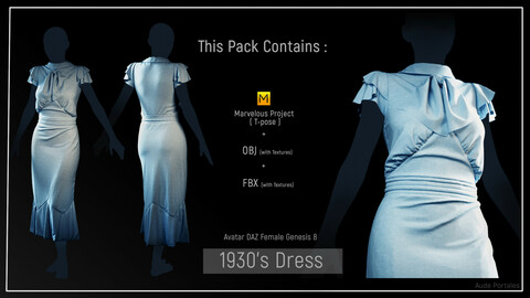 1930's Dress - Marvelous Designer