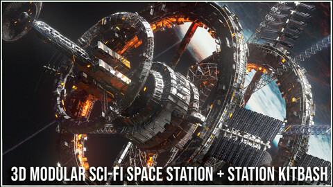 Modular Sci Fi Space Station & Space Station Kitbash