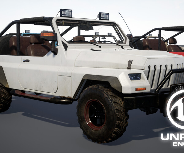 ArtStation UE4 Rigged Vehicle Setup Driveable Animated SUV car Game