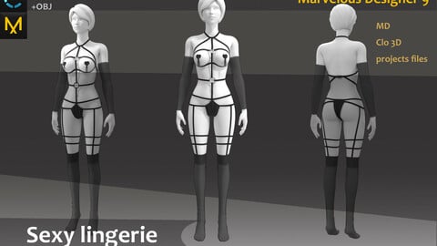 Woman's Sexy Outfit_Underwear_Clo3d, Marvelous designer_Practice for Zbrush