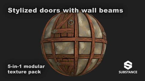 5-in-1 Modular texture pack - Stylized doors with wall beams
