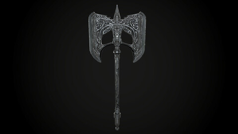 Battle Axe Steel Nord Viking PBR Low-poly 3D model