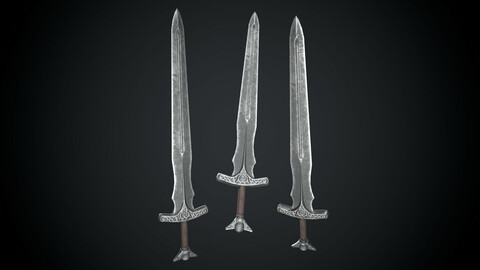 Sword Battle Steel PBR Low-poly 3D model
