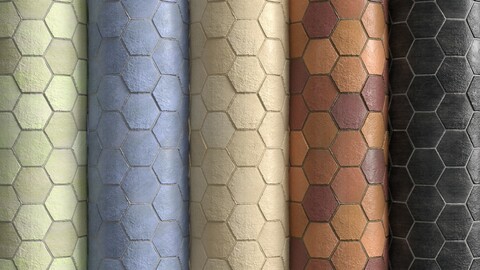 Materials 10- Hexagon Tiles In 5 Color