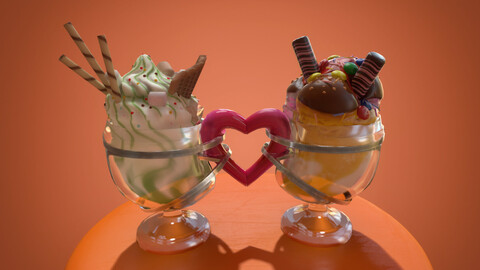 Ice cream in a heart style cup