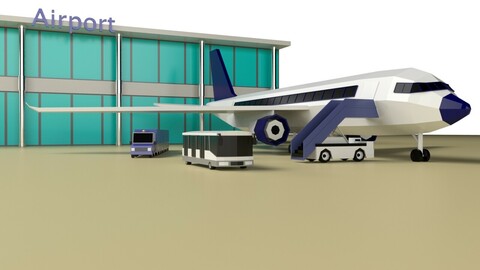 Low poly Airport Pack + Maya file