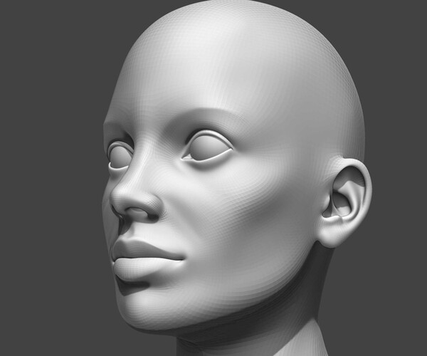 ArtStation - Female Head Realistic Base Mesh #2 3D Model | Game Assets