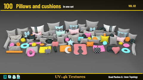 100 Pillows & Cushions in one set