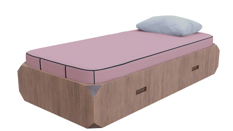 Single Bed Low-poly 3D model