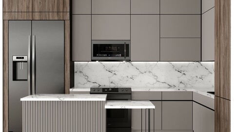 modern kitchen + refrigrator + appliance kitchen