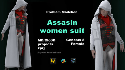 ASSASIN WOMEN SUIT/MD CLO3D projects + Daz Studio Avatar