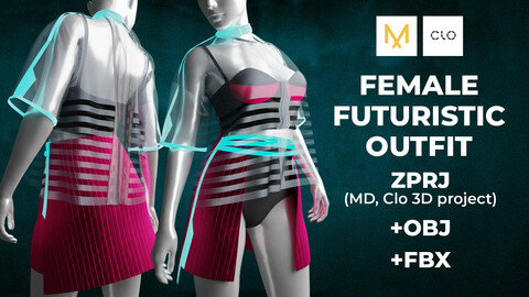 Female futuristic outfit  | Marvelous Designer/Clo 3D project