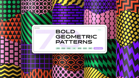 Bold geometric seamless patterns collection