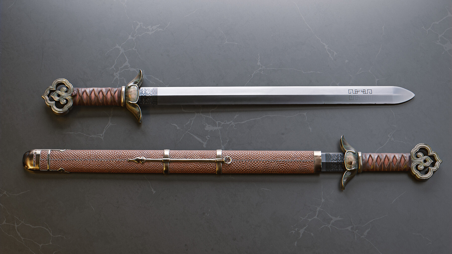 Artstation Geom The Korean Double Edged One Hand Sword Game Assets