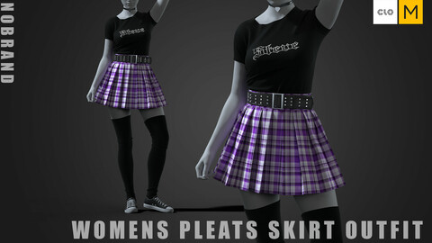 Womens - Pleats Skirt Outfit