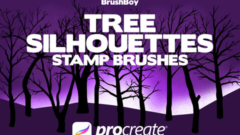 Tree Silhouette Procreate Stamp Brushes